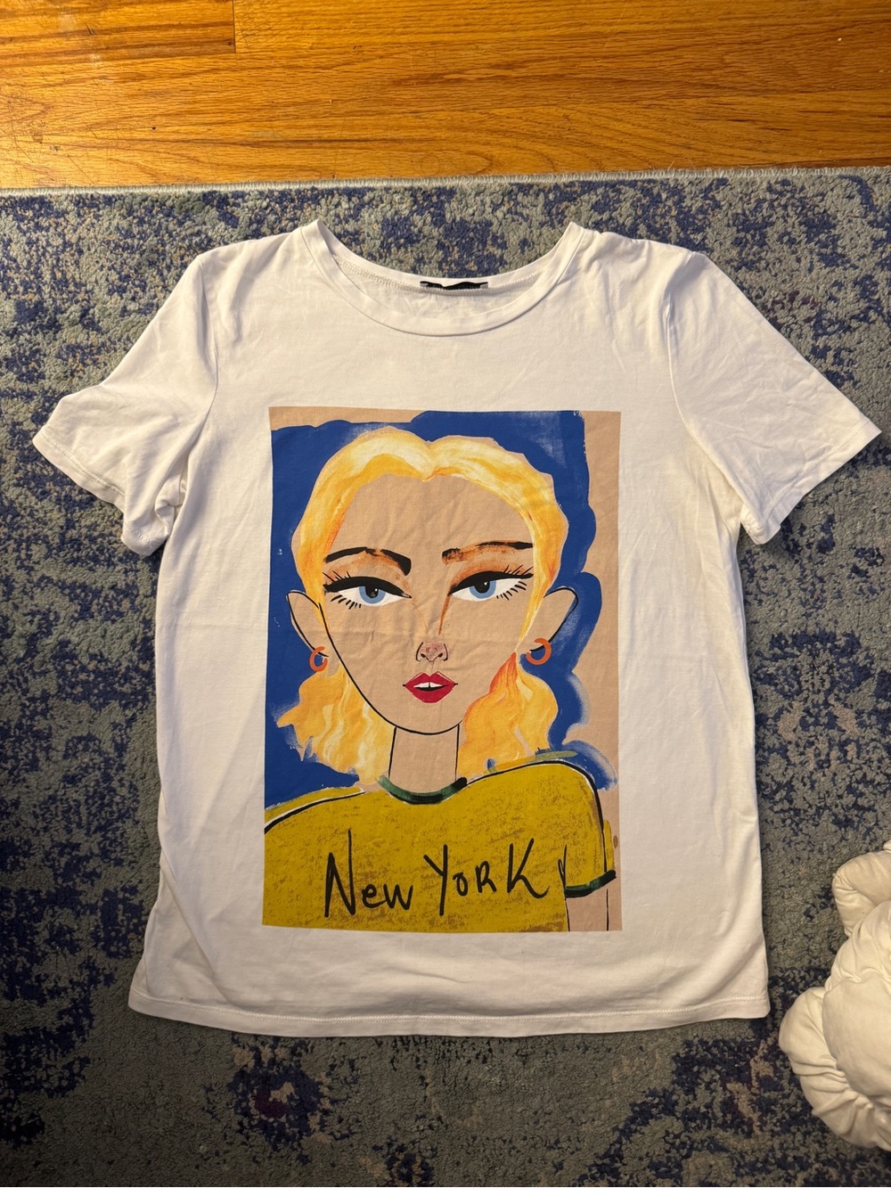 Zara Graphic Tee with Blond Portrait and "New York" Print